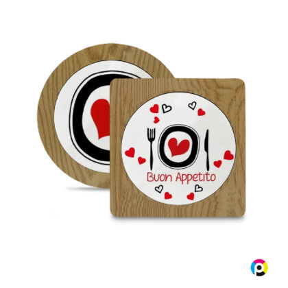 Sottobicchiere ceramica con bordo in legno