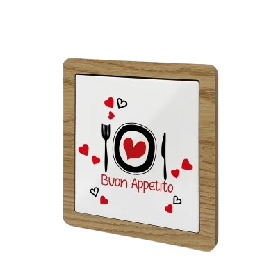 Sottopentola ceramica con bordo in legno - immagine 2