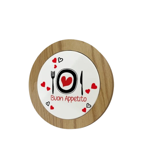 Sottopentola ceramica con bordo in legno