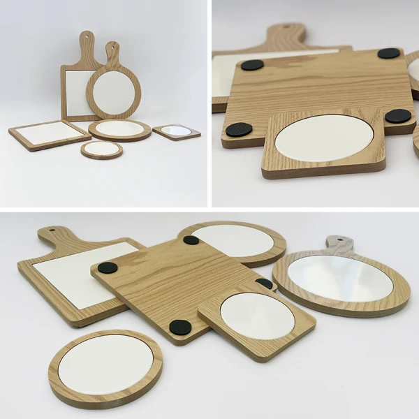 Tagliere ceramica con manico e bordo in legno - immagine 4