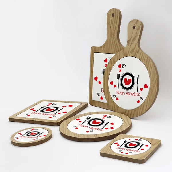 Tagliere ceramica con manico e bordo in legno - immagine 5