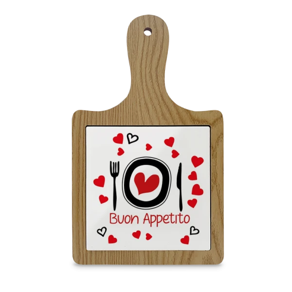 Tagliere ceramica con manico e bordo in legno - immagine 6