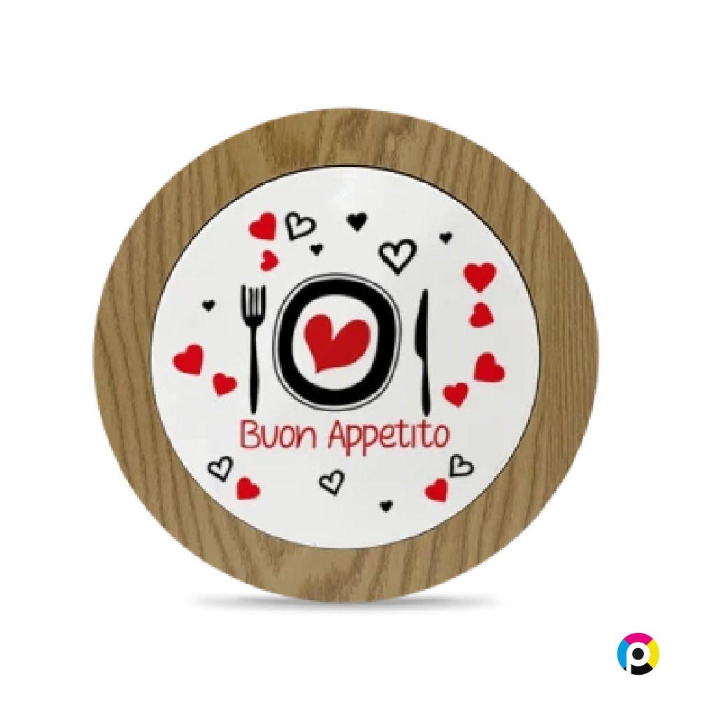 Sottobicchiere ceramica con bordo in legno - immagine 2
