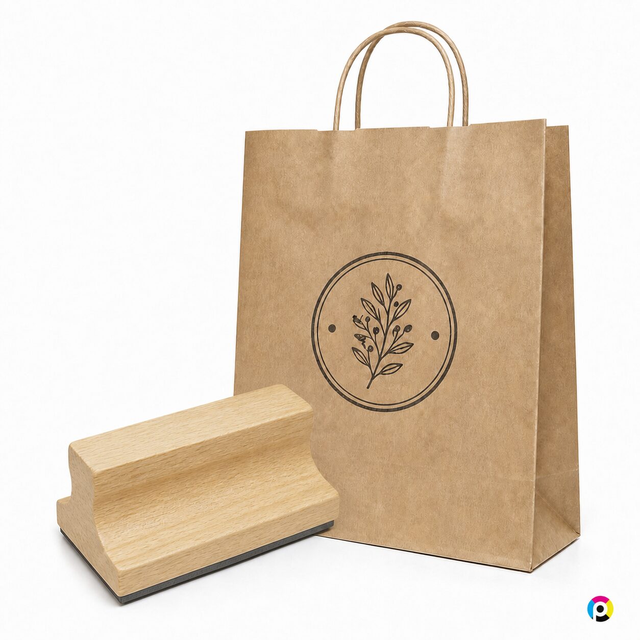 Timbro manuale in legno grande formato 120 × 80 mm personalizzato